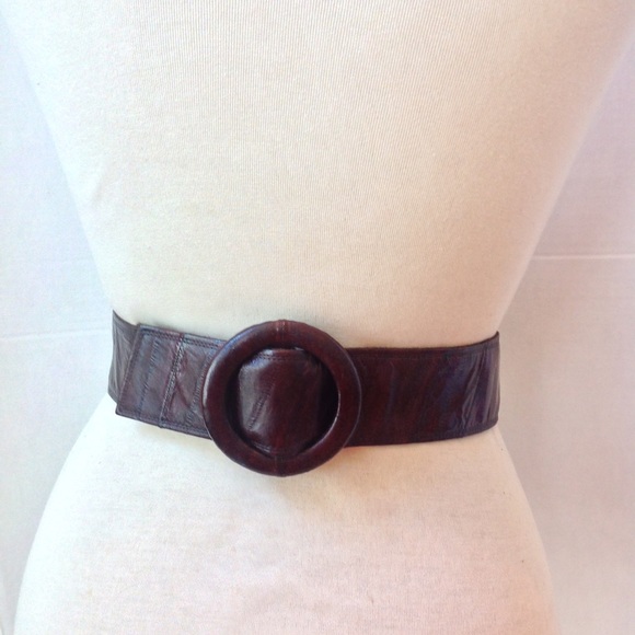 Vintage Eel Skin Brown Leather Belt Saddle Wrap main image 2
